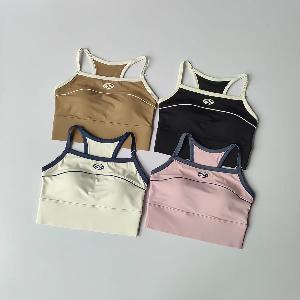 Plunge Bra Push Up - Women Color Block Sports Bra with