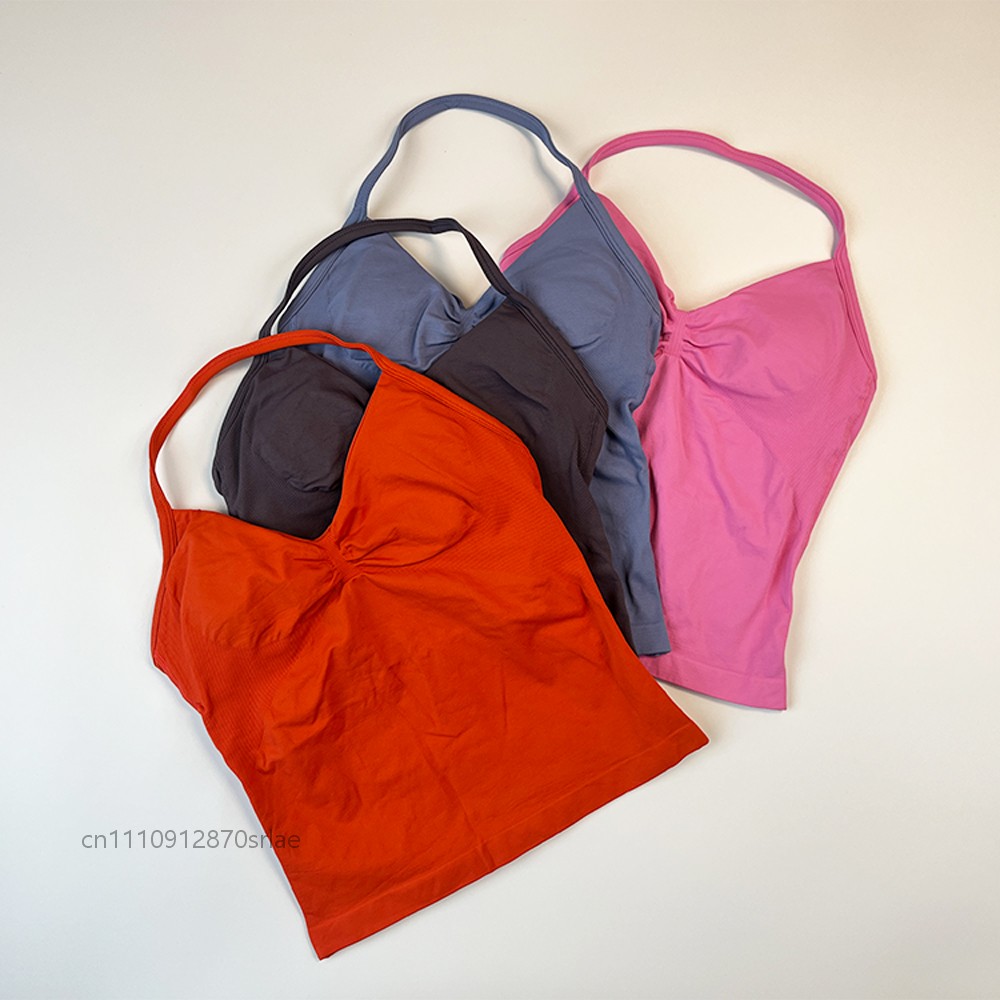 T Shirt Bra Seamless - Women's Seamless Halter Strappy Yoga Tank