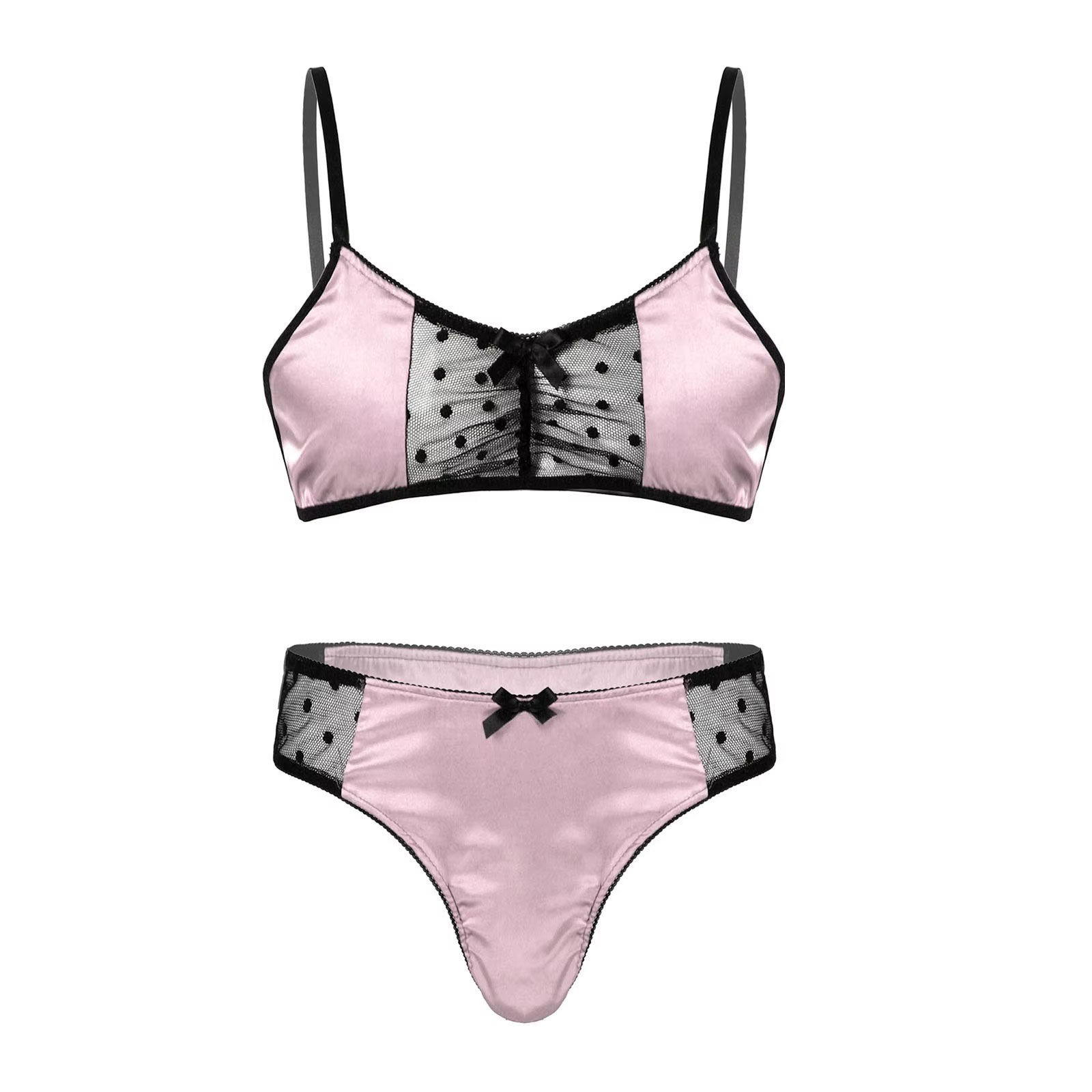 Men Satin Lingerie Suit Sissy  - Sheer Mesh Bra incelemesi ve fiyatı