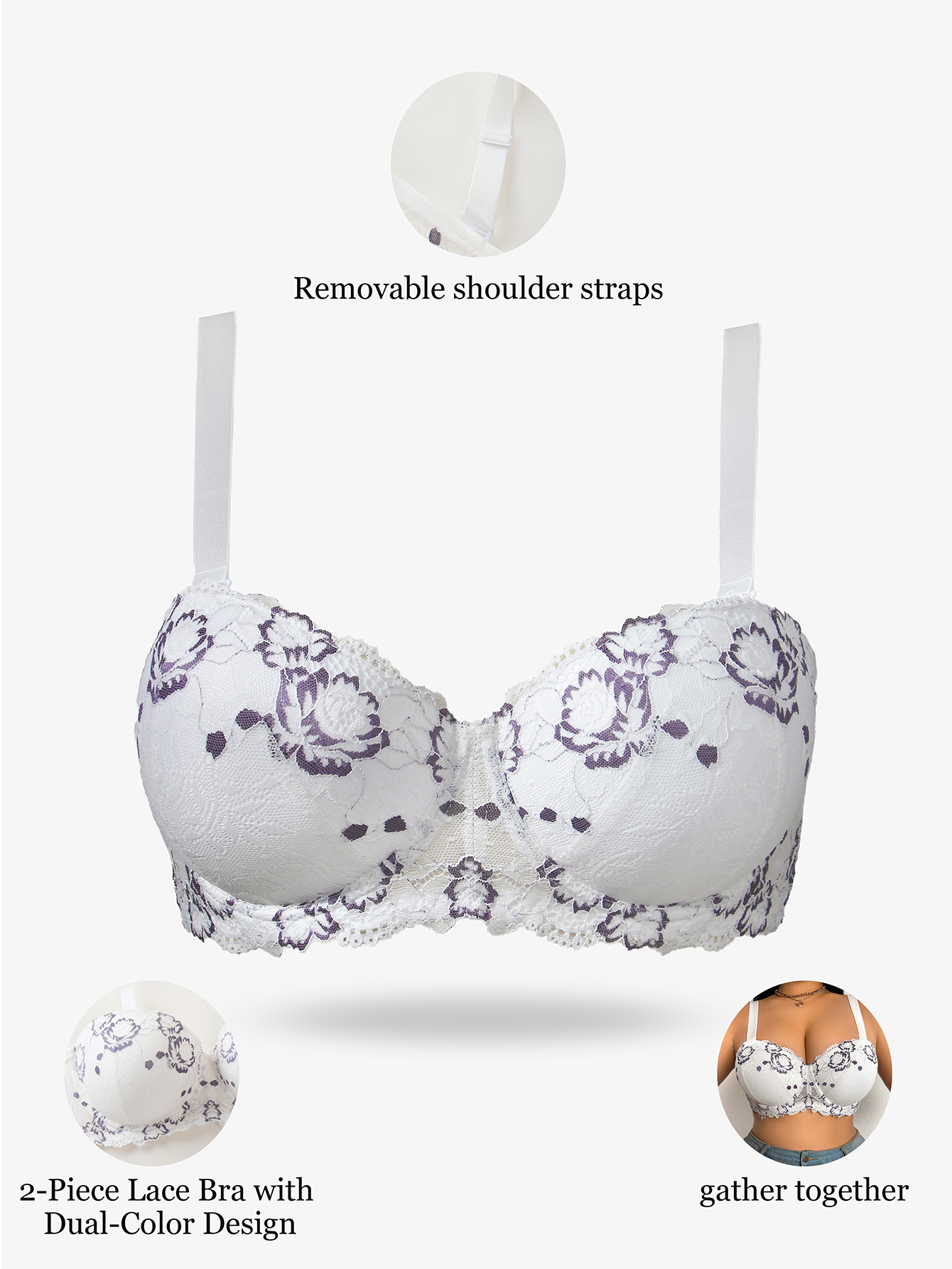 Plus Size Lace & Embroidery Wo - Underwire Bra Padded incelemesi ve fiyatı