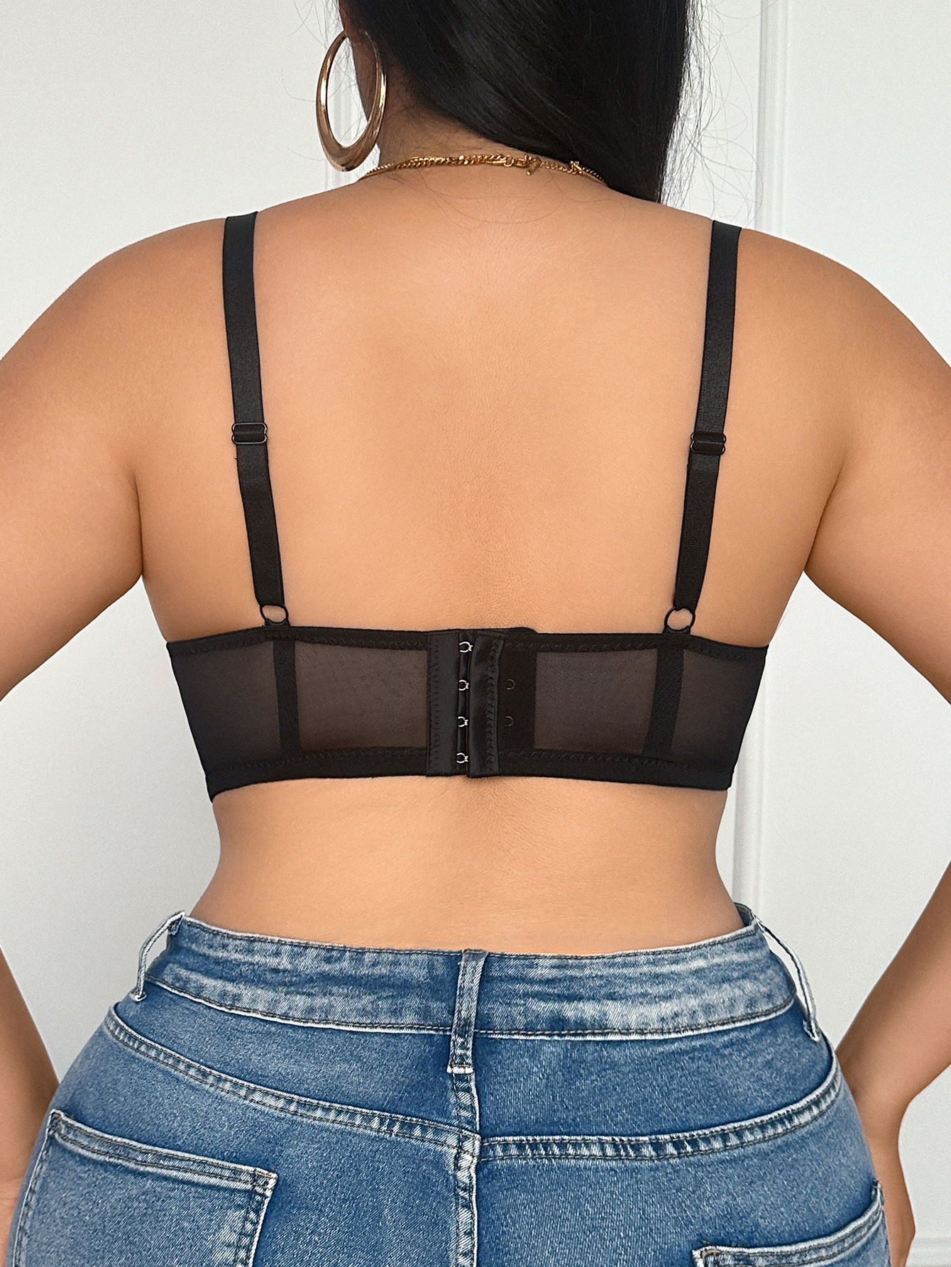 Wide Strap Plus Size Women Bra - Sheer Mesh Bra incelemesi ve fiyatı