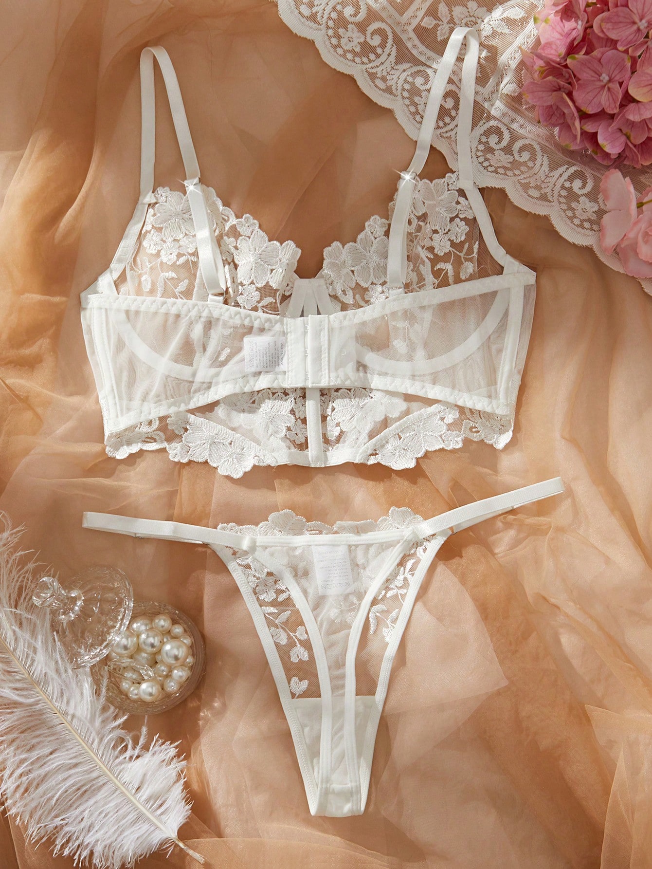Romantic White Floral Lace Lin - Sheer Bra Lace incelemesi ve fiyatı