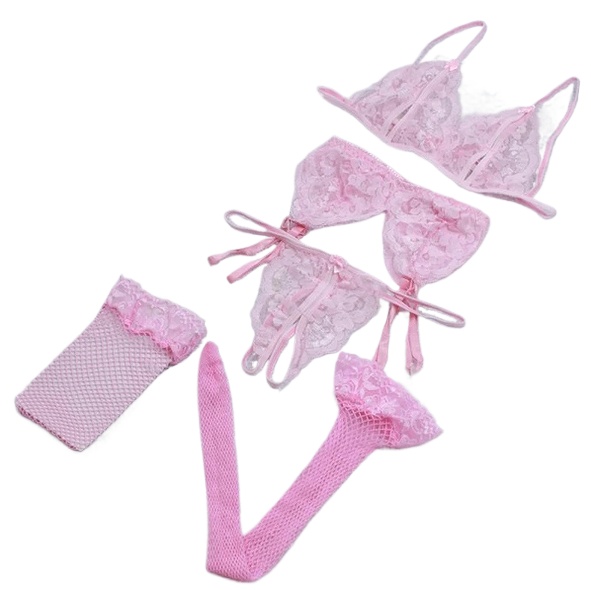 Lace Women Lingerie Set 4 Pcs  - Sheer Mesh Bra incelemesi ve fiyatı